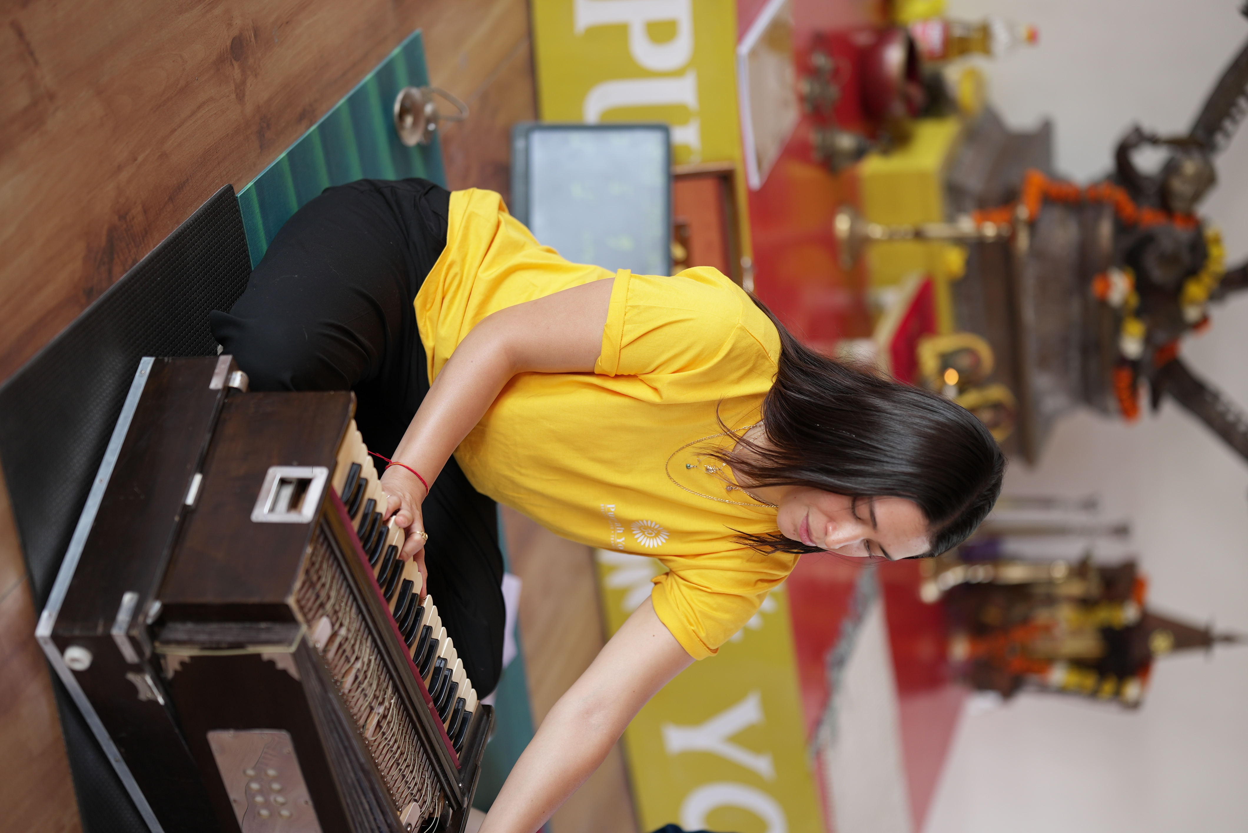 Mantra chanting accompanied by harmonium